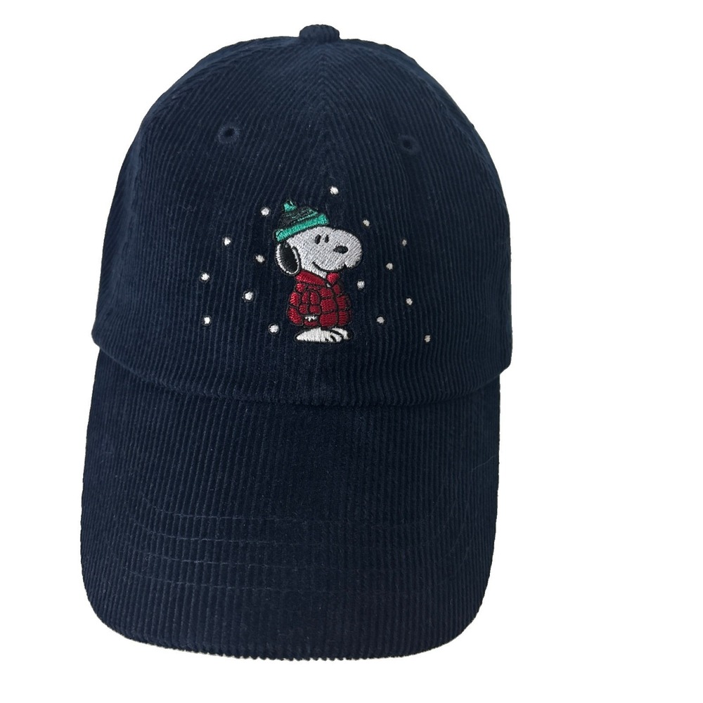 Maurices Womens Snoopy Peanuts in snow Blue Corduroy Baseball Cap Hat adjustable